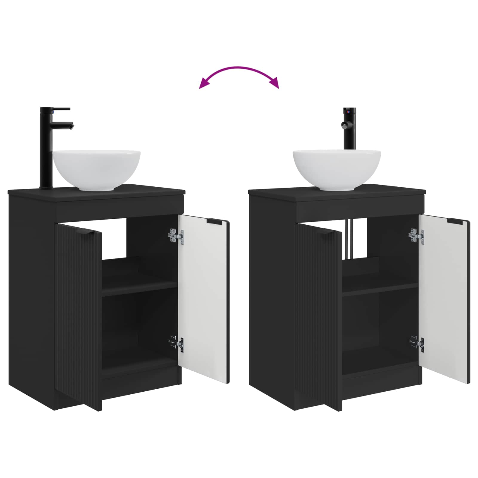 Badezimmerschrank mit Waschbecken Schwarz 54 x 35 x 83 cm