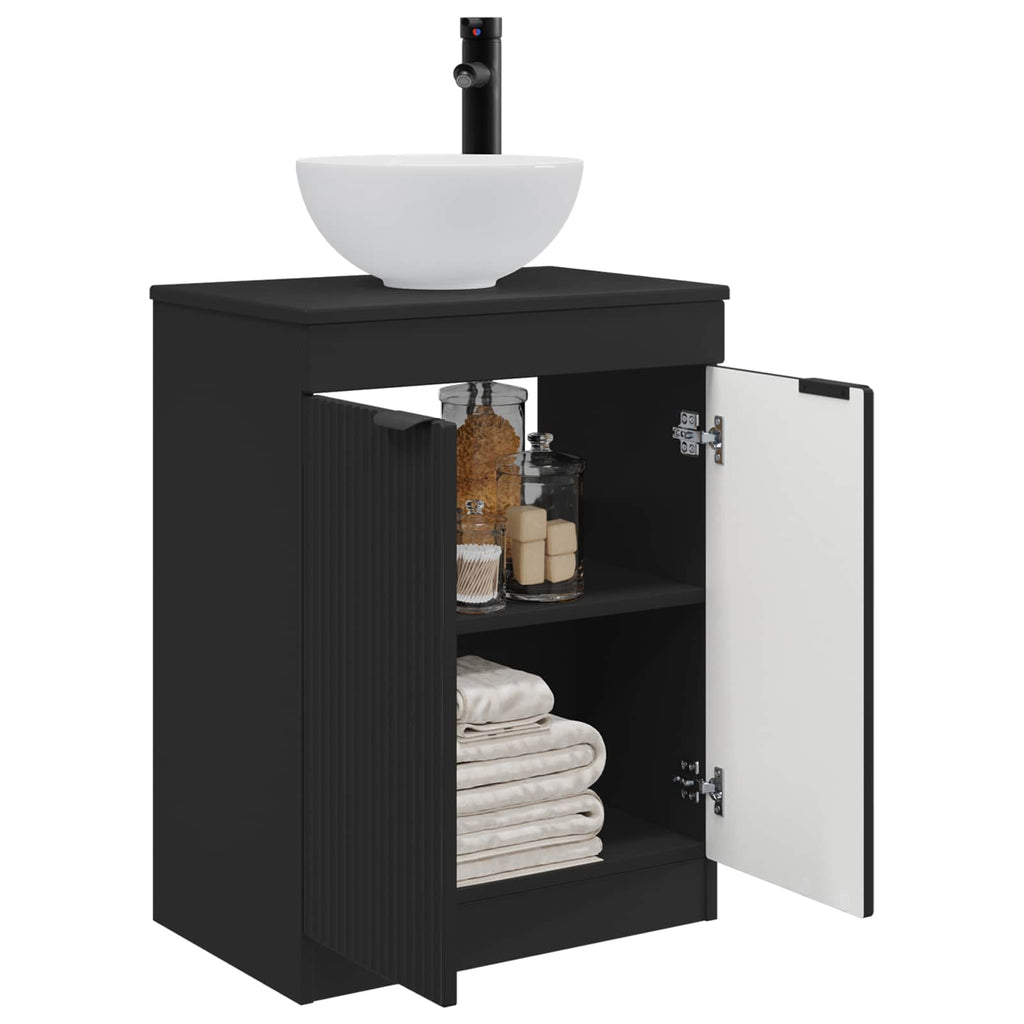 Badezimmerschrank mit Waschbecken Schwarz 54 x 35 x 83 cm