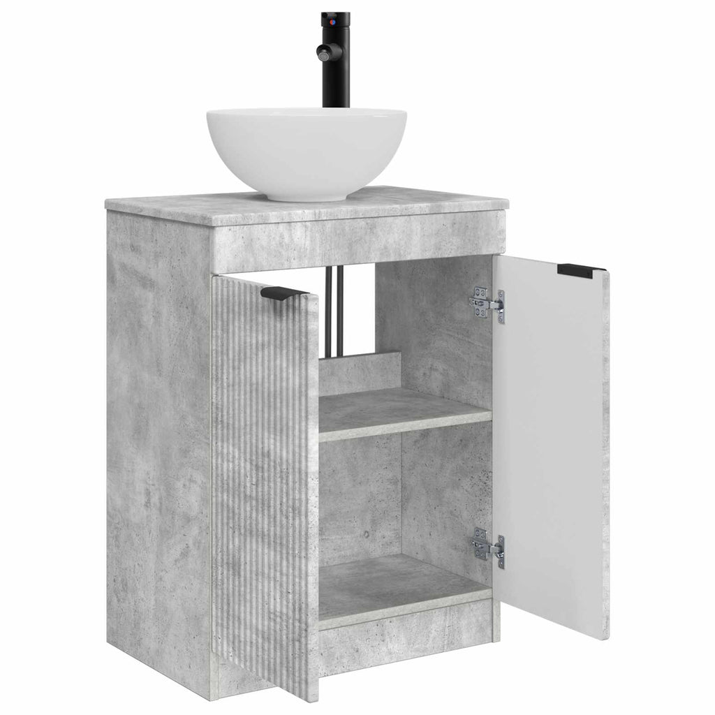 Badezimmerschrank mit Waschbecken Betongrau 54 x 35 x 83 cm