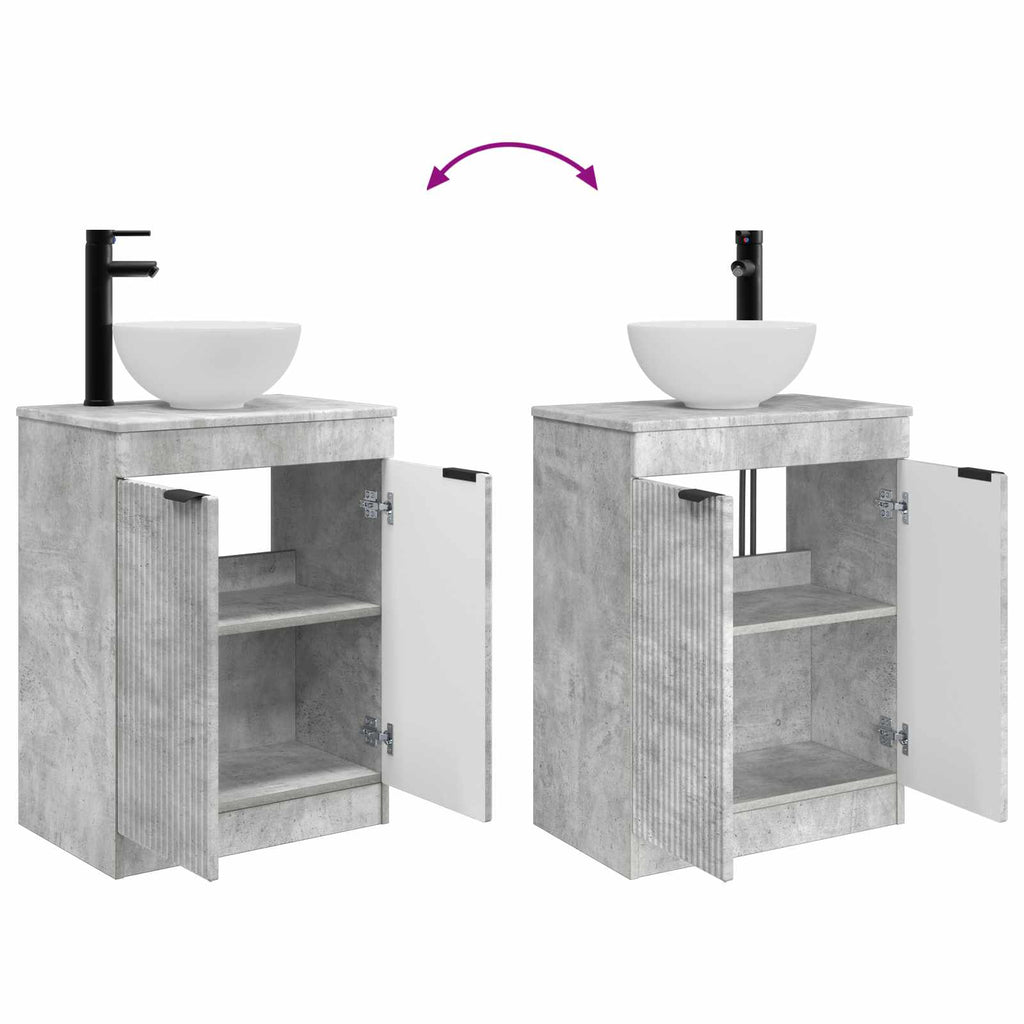 Badezimmerschrank mit Waschbecken Betongrau 54 x 35 x 83 cm