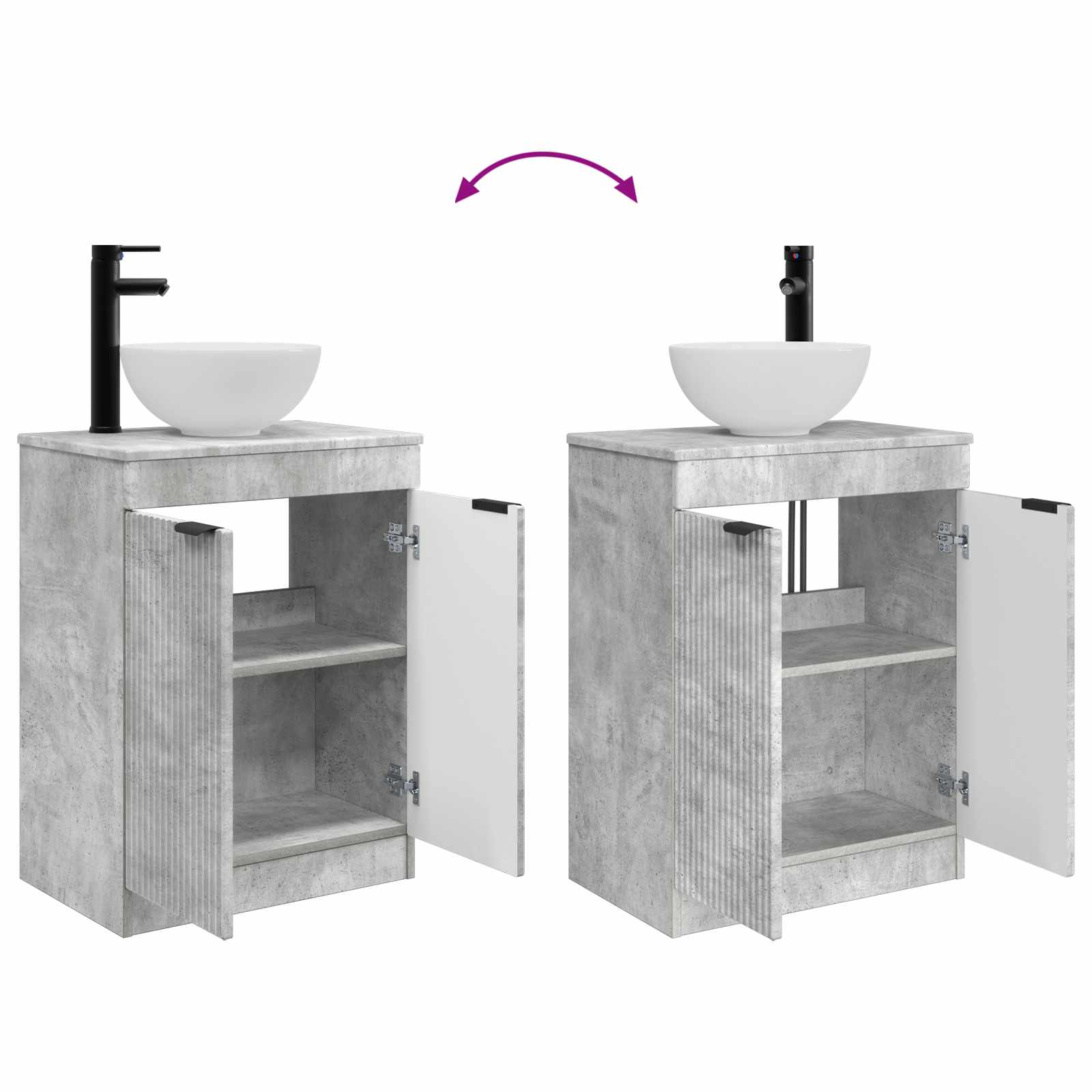 Badezimmerschrank mit Waschbecken Betongrau 54 x 35 x 83 cm