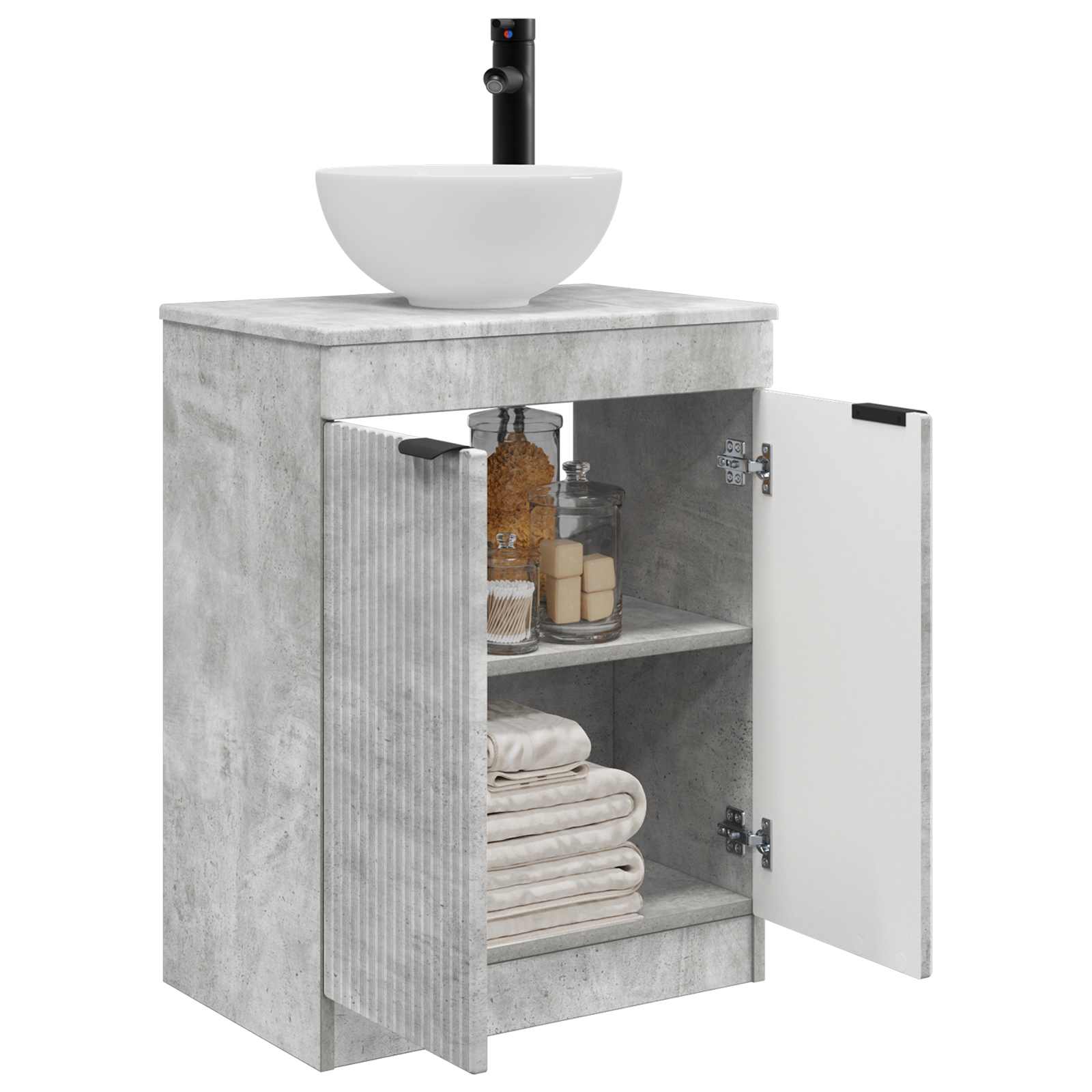 Badezimmerschrank mit Waschbecken Betongrau 54 x 35 x 83 cm