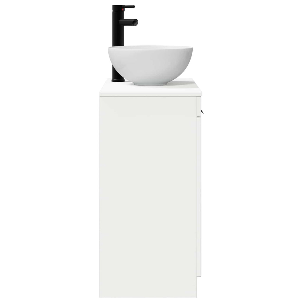 Badezimmerschrank mit Waschbecken Hochglanz Weiß