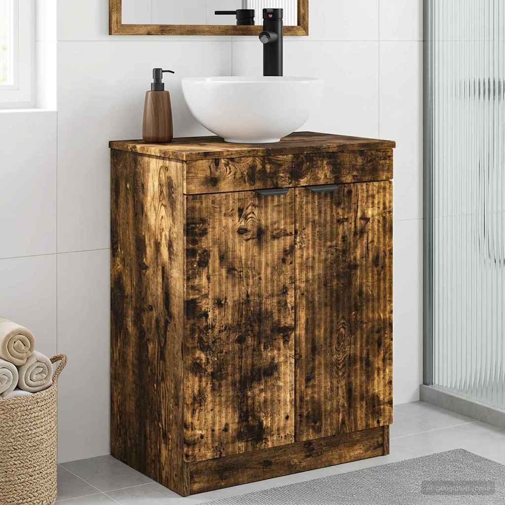 Badezimmerschrank mit Waschbecken Geräucherte Eiche