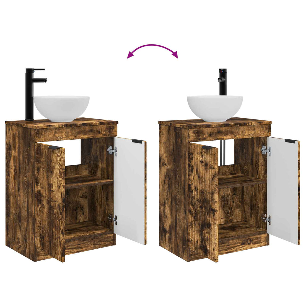 Badezimmerschrank mit Waschbecken Geräucherte Eiche