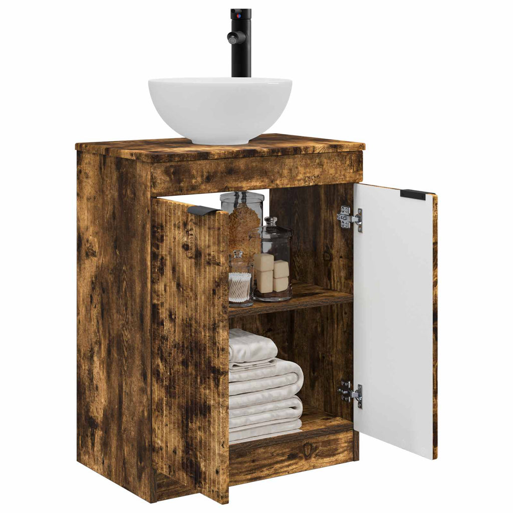 Badezimmerschrank mit Waschbecken Geräucherte Eiche