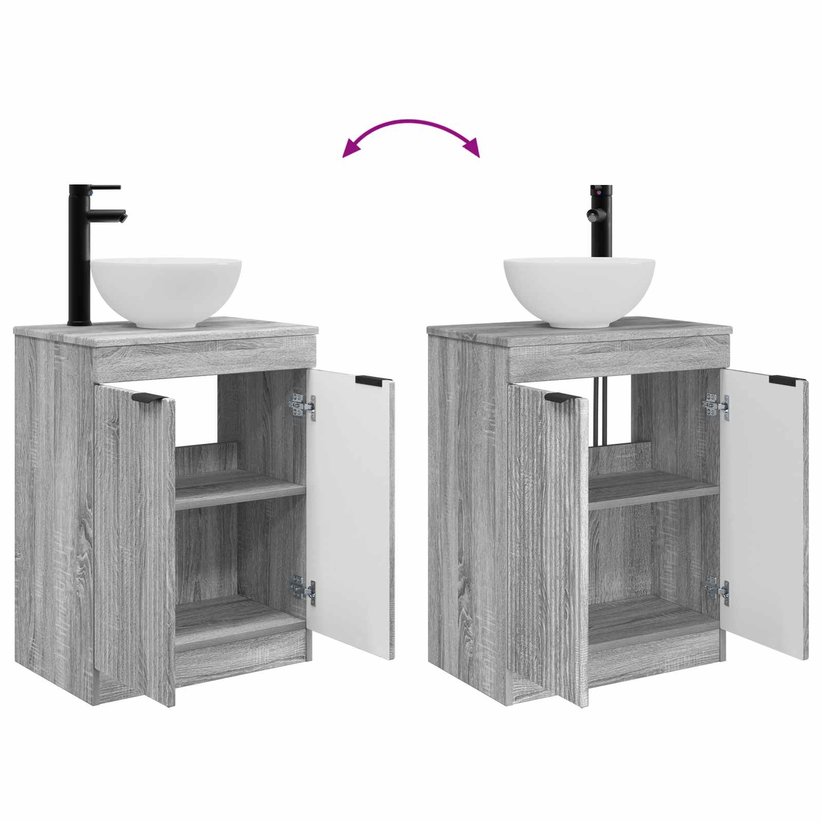 Badezimmerschrank mit Waschbecken Grau Sonoma 54 x 35 x 83 cm
