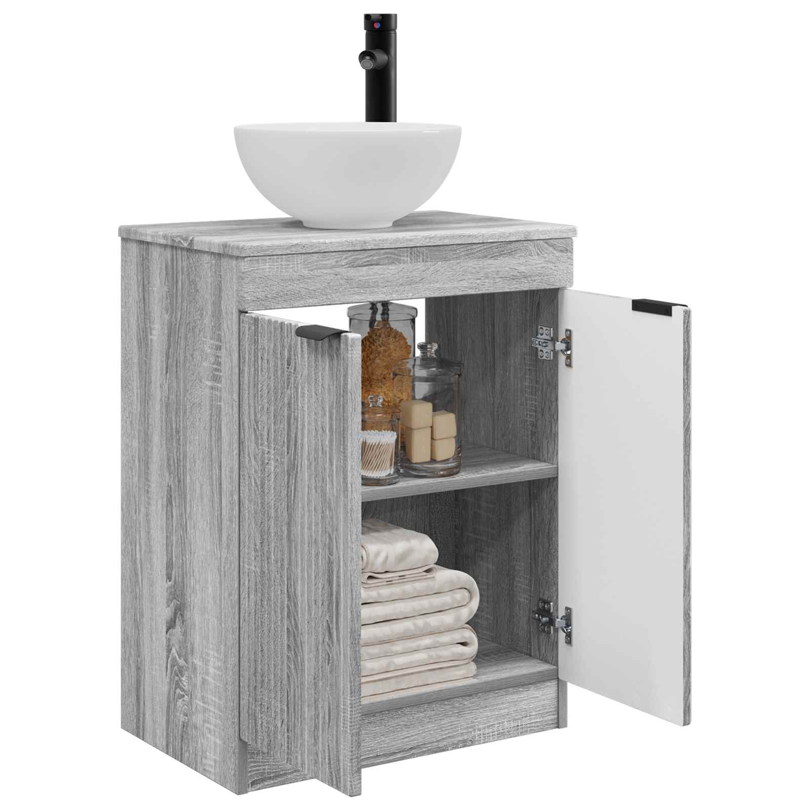 Badezimmerschrank mit Waschbecken Grau Sonoma 54 x 35 x 83 cm