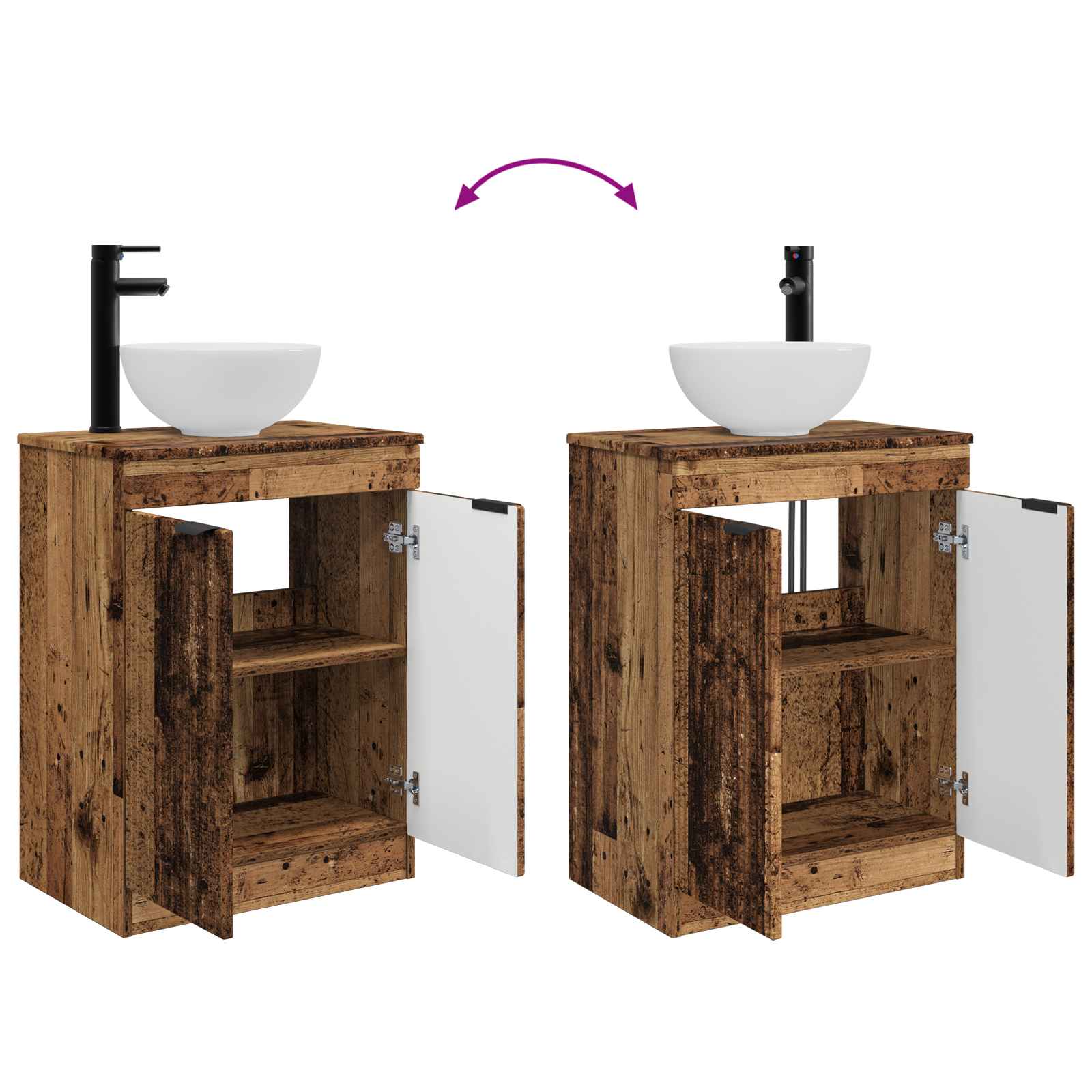 Badezimmerschrank mit Waschbecken Altholz 54 x 35 x 83 cm
