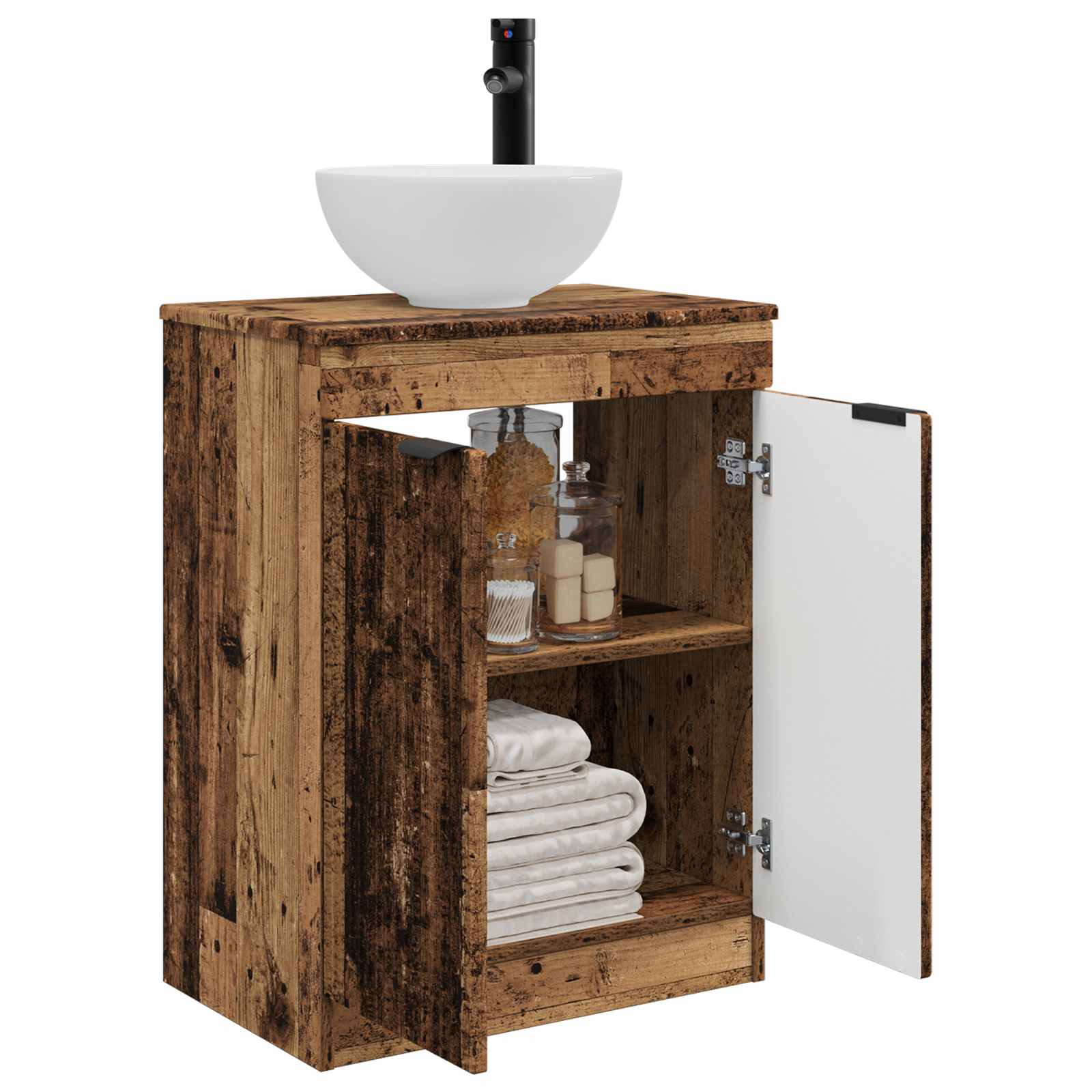 Badezimmerschrank mit Waschbecken Altholz 54 x 35 x 83 cm