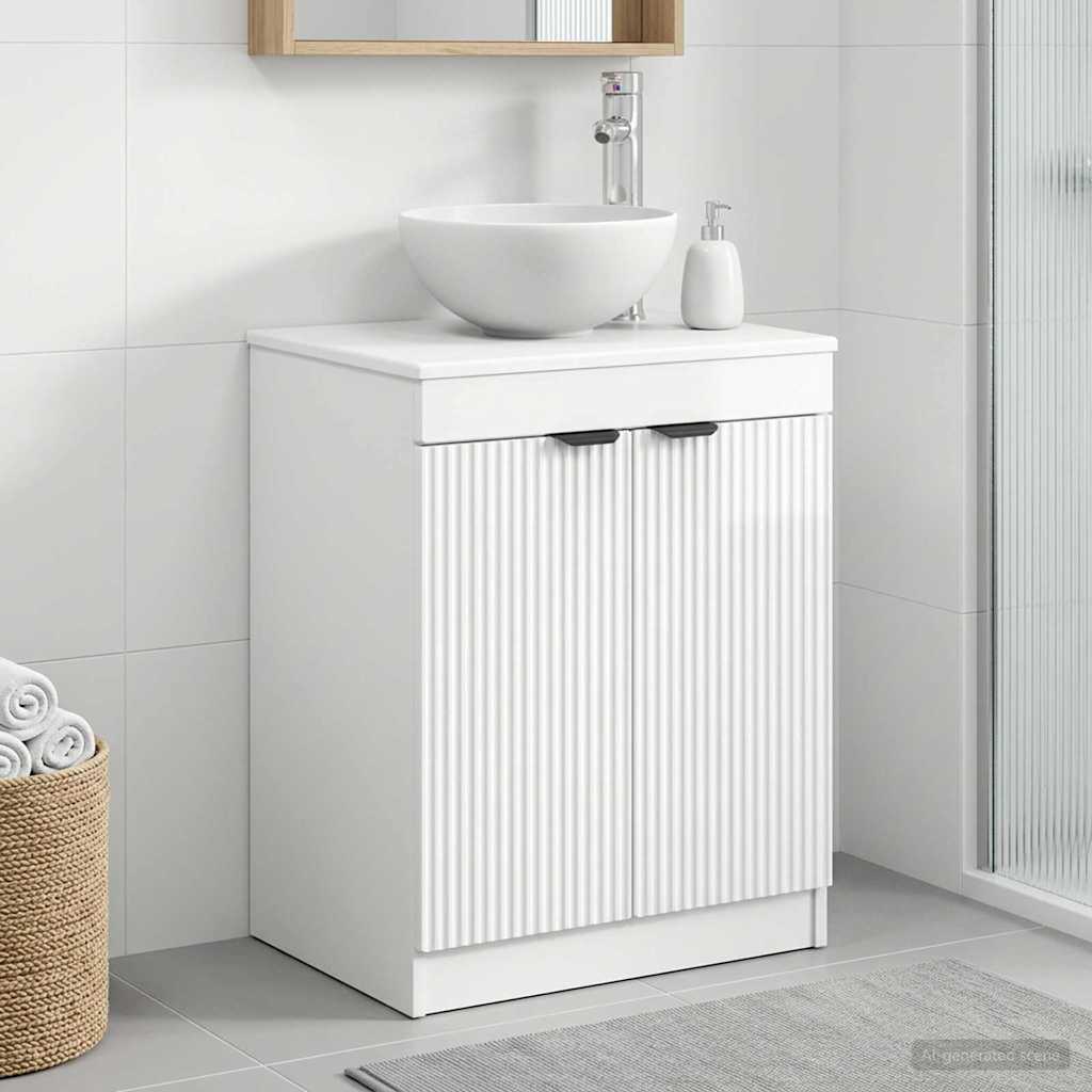 Badezimmerschrank Hochglanz Weiß 54 x 41 x 70 cm Holzwerkstoff
