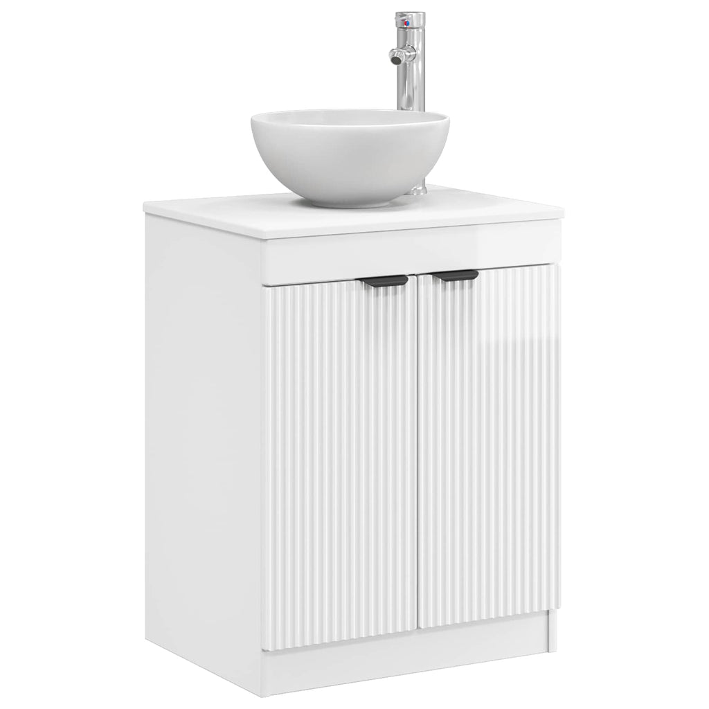 Badezimmerschrank Hochglanz Weiß 54 x 41 x 70 cm Holzwerkstoff