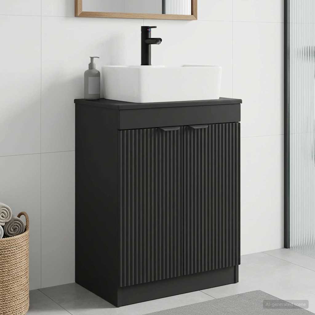 Badezimmerschrank mit Waschbecken Schwarz 54 x 35 x 83 cm