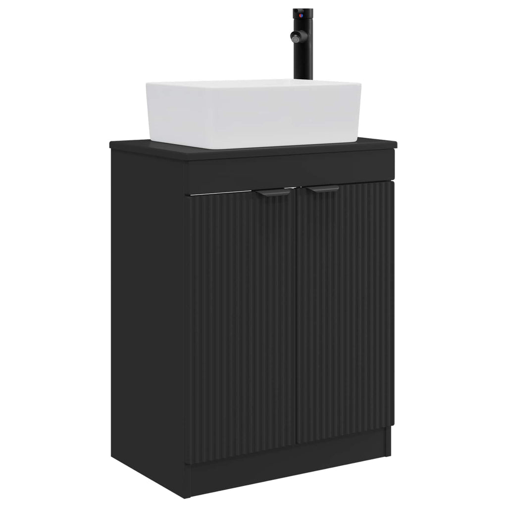 Badezimmerschrank mit Waschbecken Schwarz 54 x 35 x 83 cm