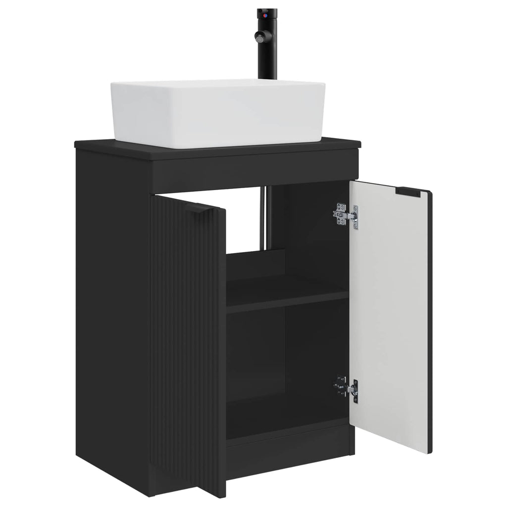 Badezimmerschrank mit Waschbecken Schwarz 54 x 35 x 83 cm