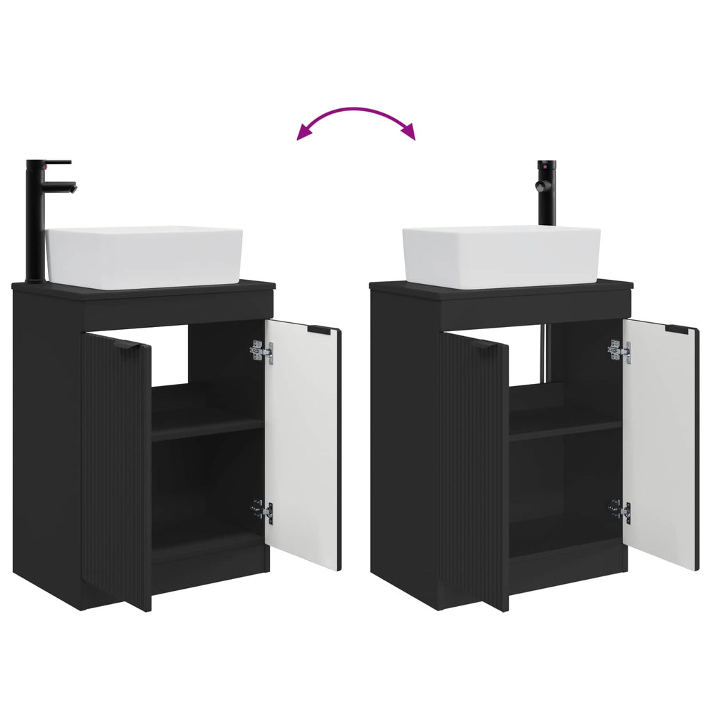 Badezimmerschrank mit Waschbecken Schwarz 54 x 35 x 83 cm