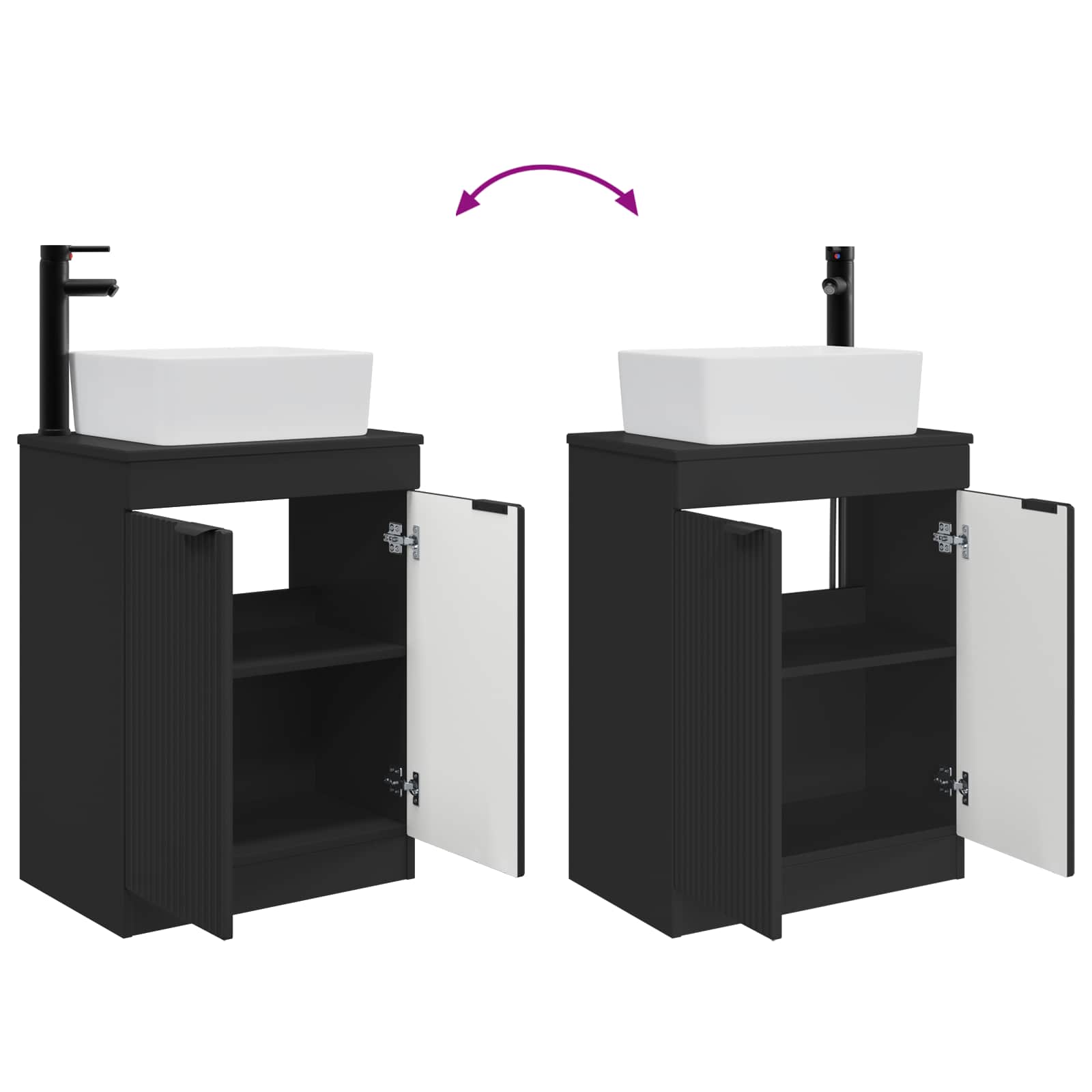 Badezimmerschrank mit Waschbecken Schwarz 54 x 35 x 83 cm