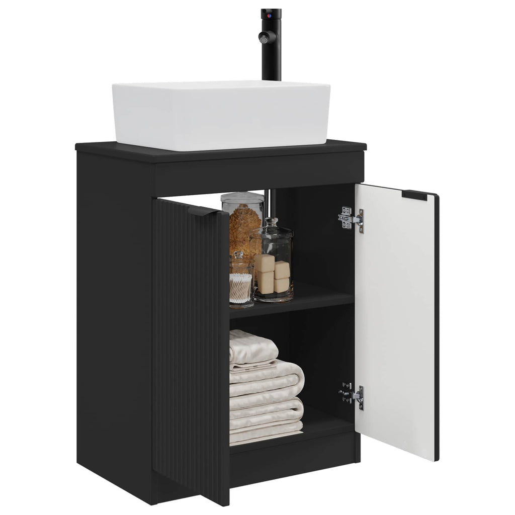 Badezimmerschrank mit Waschbecken Schwarz 54 x 35 x 83 cm