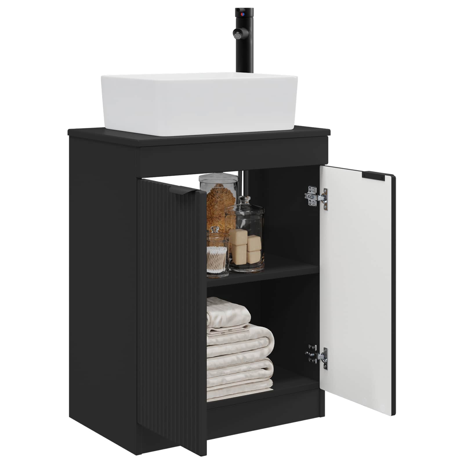 Badezimmerschrank mit Waschbecken Schwarz 54 x 35 x 83 cm