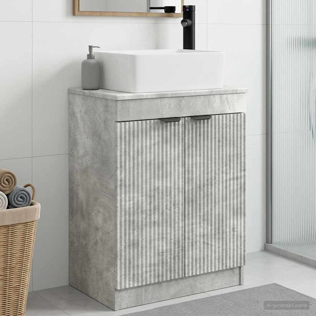 Badezimmerschrank mit Waschbecken Betongrau 54 x 35 x 83 cm