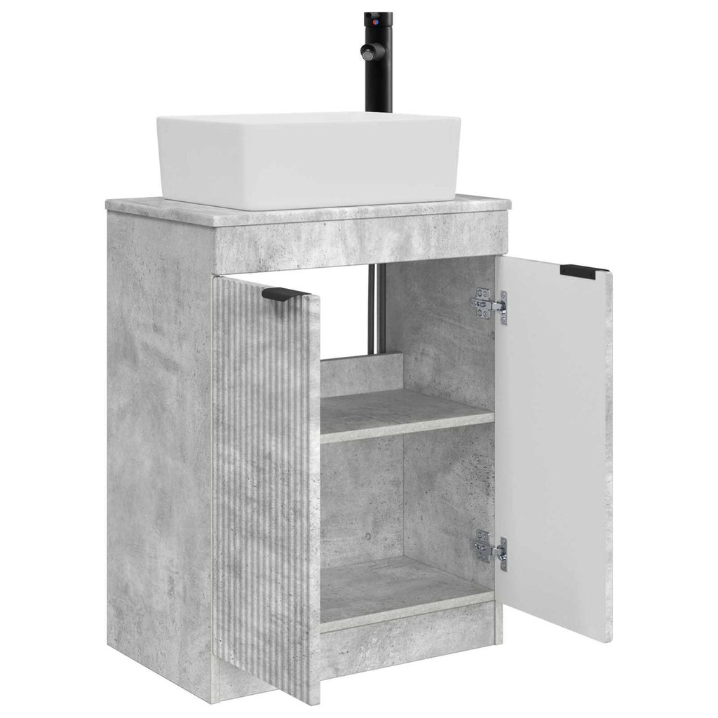 Badezimmerschrank mit Waschbecken Betongrau 54 x 35 x 83 cm