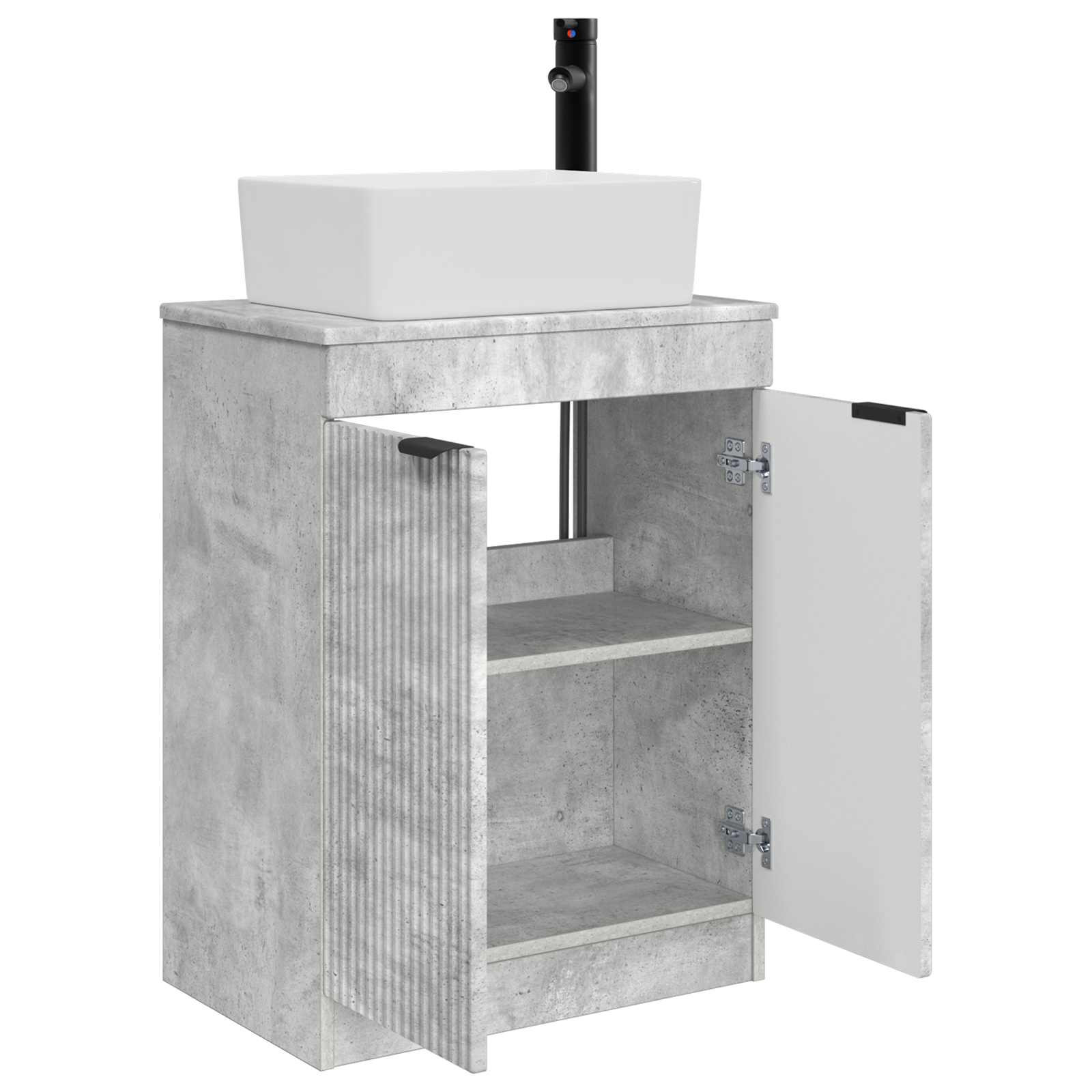 Badezimmerschrank mit Waschbecken Betongrau 54 x 35 x 83 cm