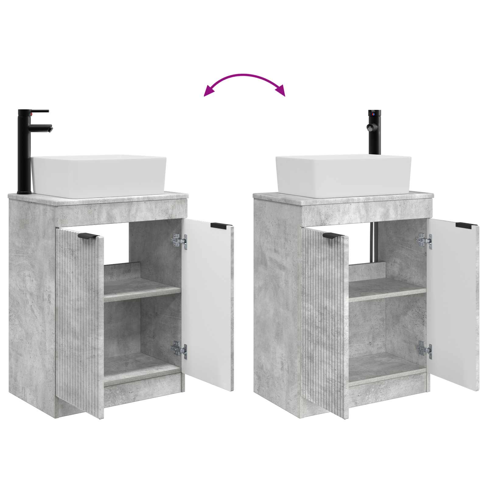Badezimmerschrank mit Waschbecken Betongrau 54 x 35 x 83 cm