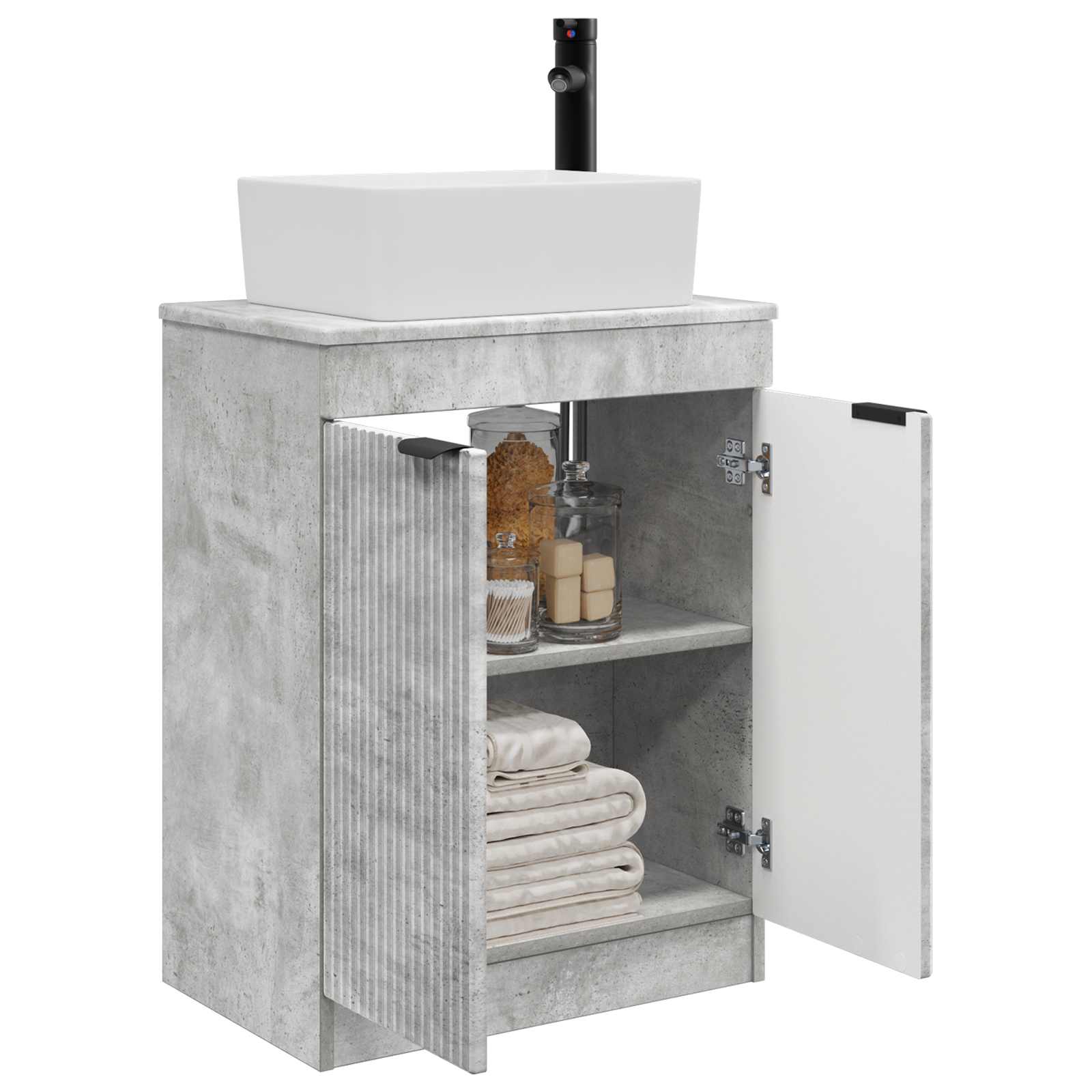 Badezimmerschrank mit Waschbecken Betongrau 54 x 35 x 83 cm