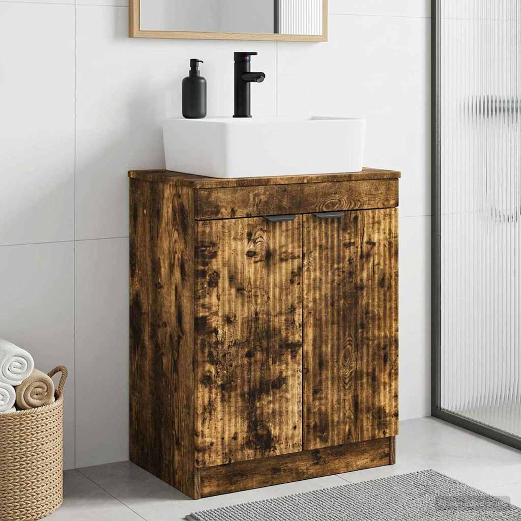 Badezimmerschrank mit Waschbecken Geräucherte Eiche