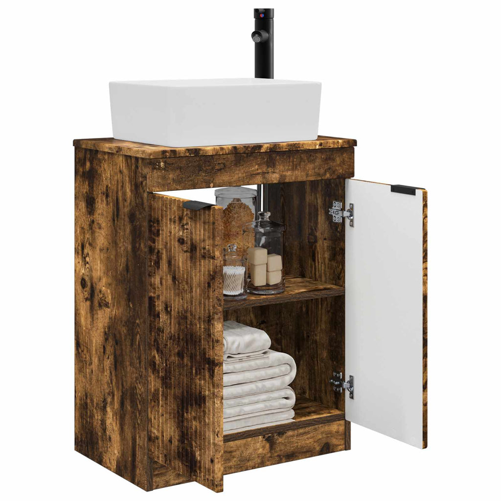 Badezimmerschrank mit Waschbecken Geräucherte Eiche