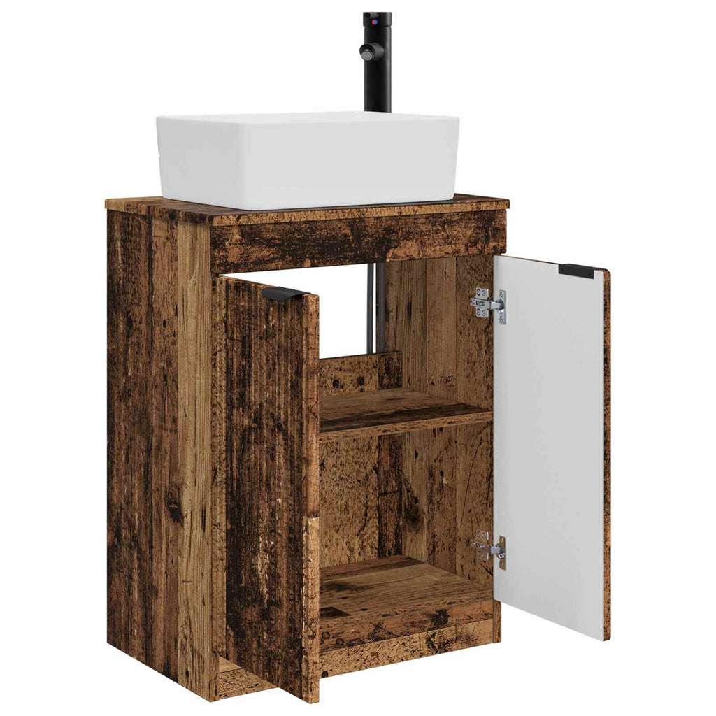 Badezimmerschrank mit Waschbecken Altholz 54 x 35 x 83 cm