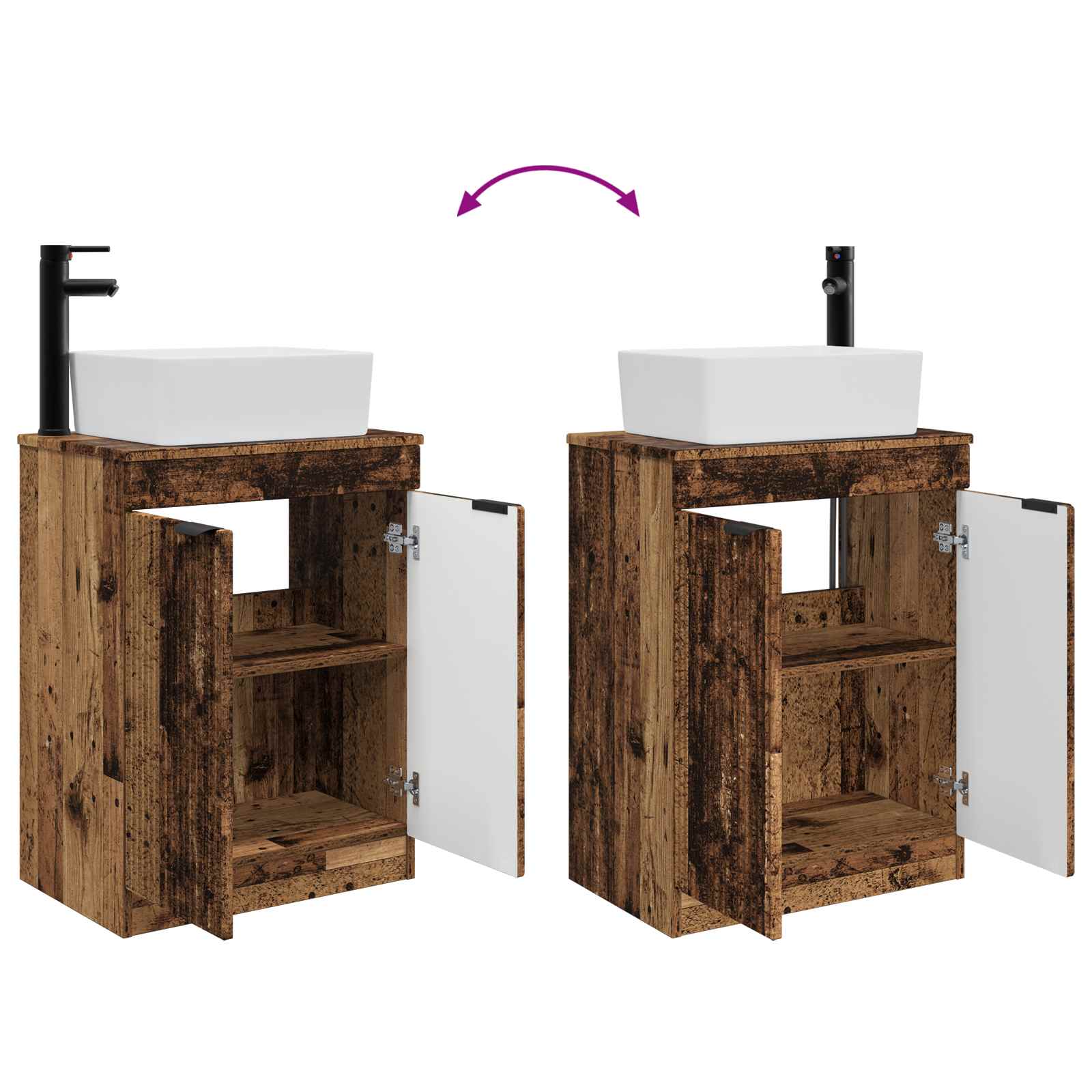 Badezimmerschrank mit Waschbecken Altholz 54 x 35 x 83 cm