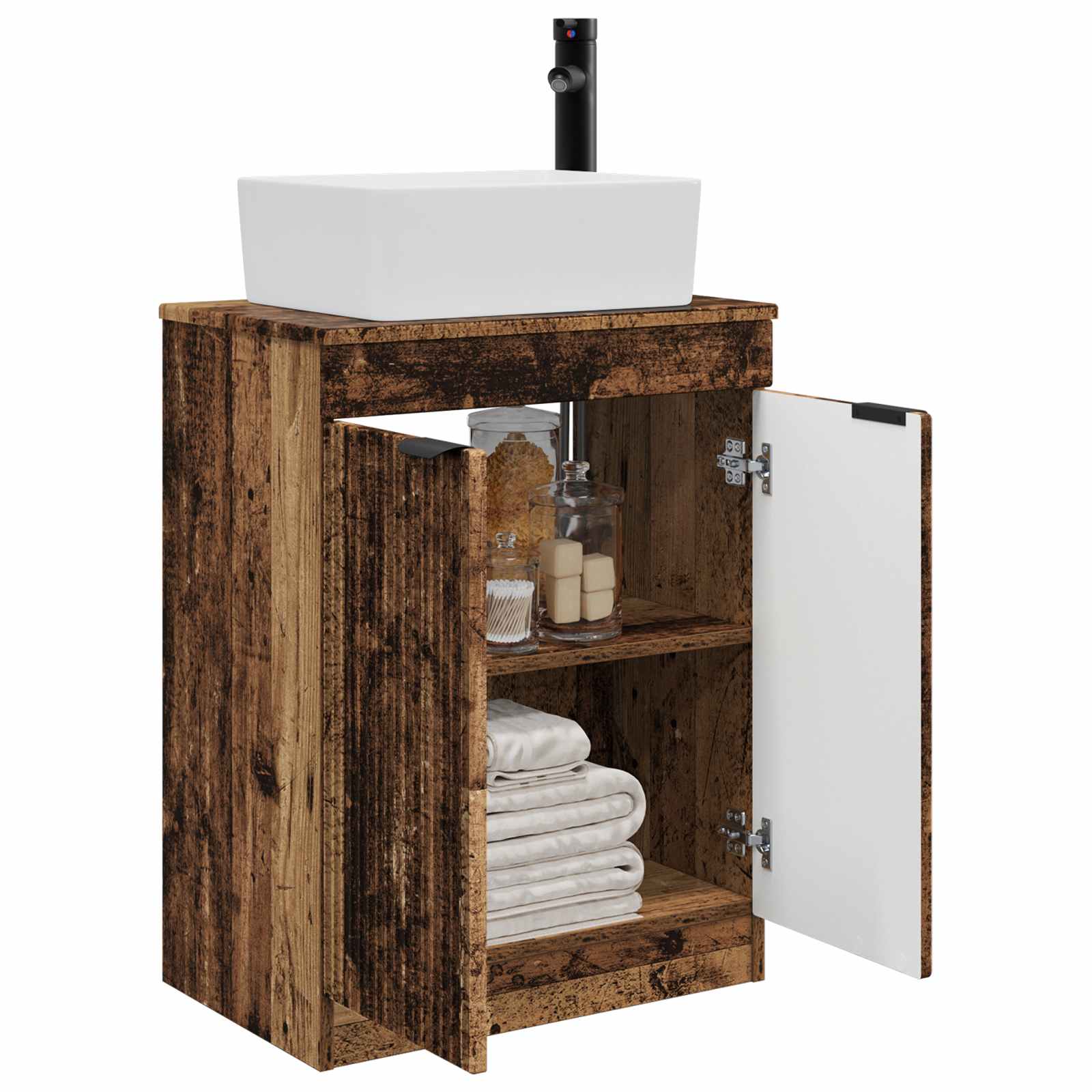 Badezimmerschrank mit Waschbecken Altholz 54 x 35 x 83 cm