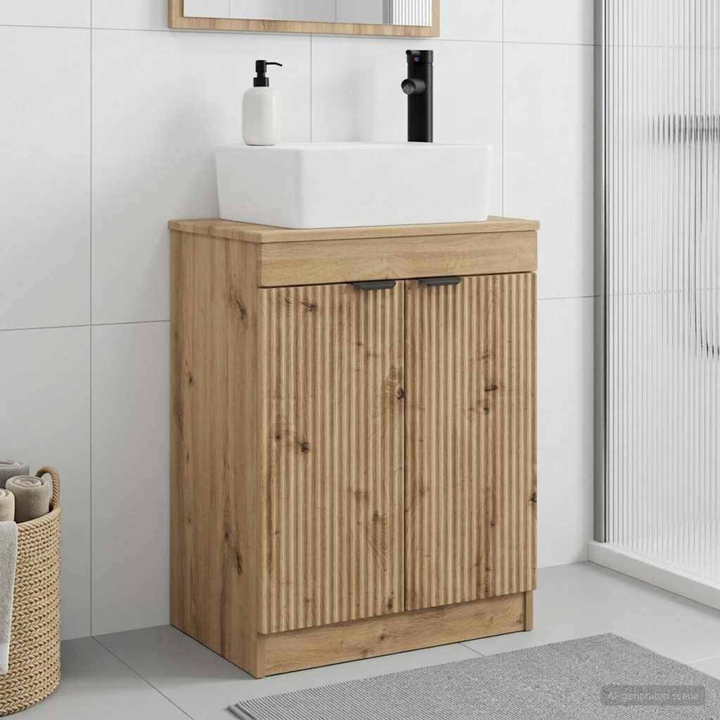 Badezimmerschrank mit Waschbecken Artisan-Eiche 54 x 35 x 83 cm