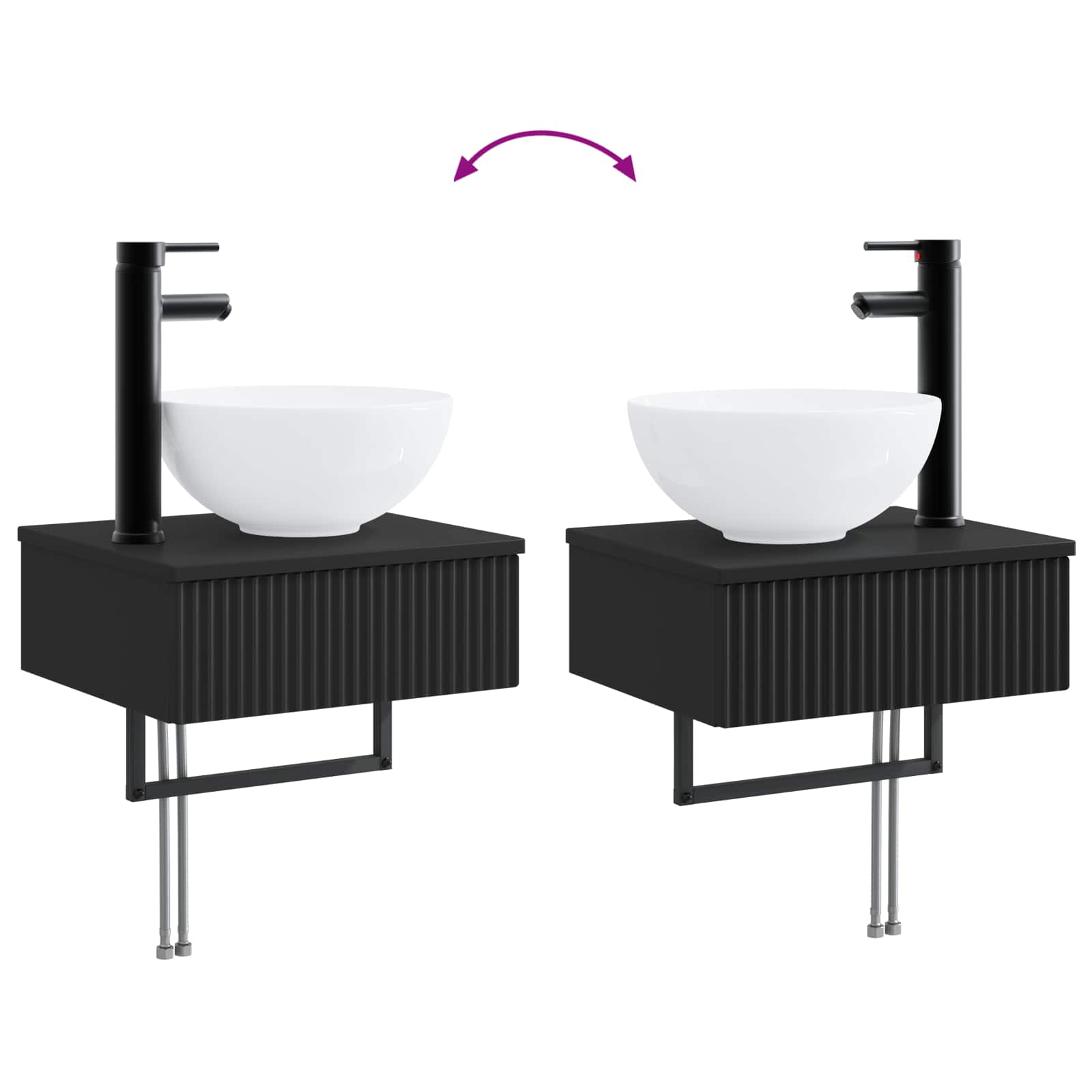 Wandmontiertes Waschbecken Schwarz 40 x 35 x 39 cm