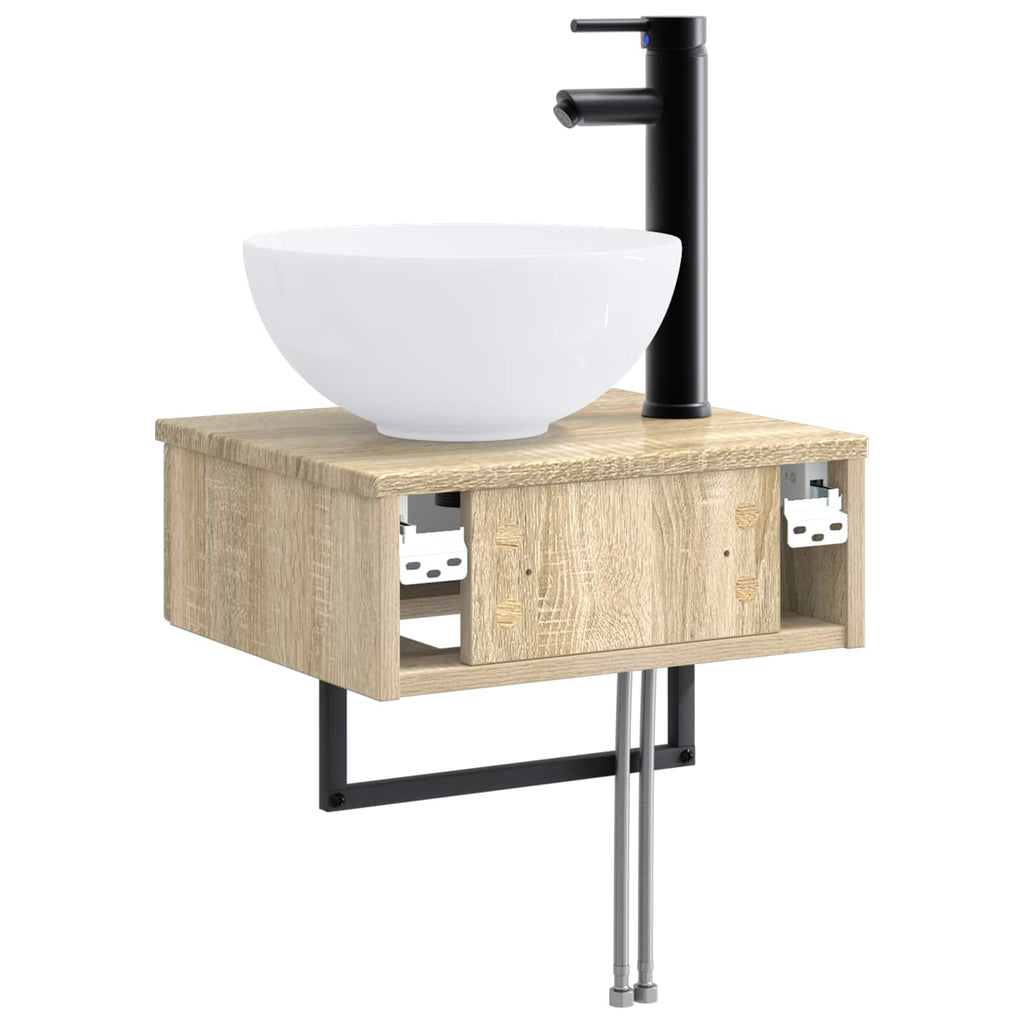 Wandmontiertes Waschbecken Sonoma-Eiche 40 x 35 x 39 cm