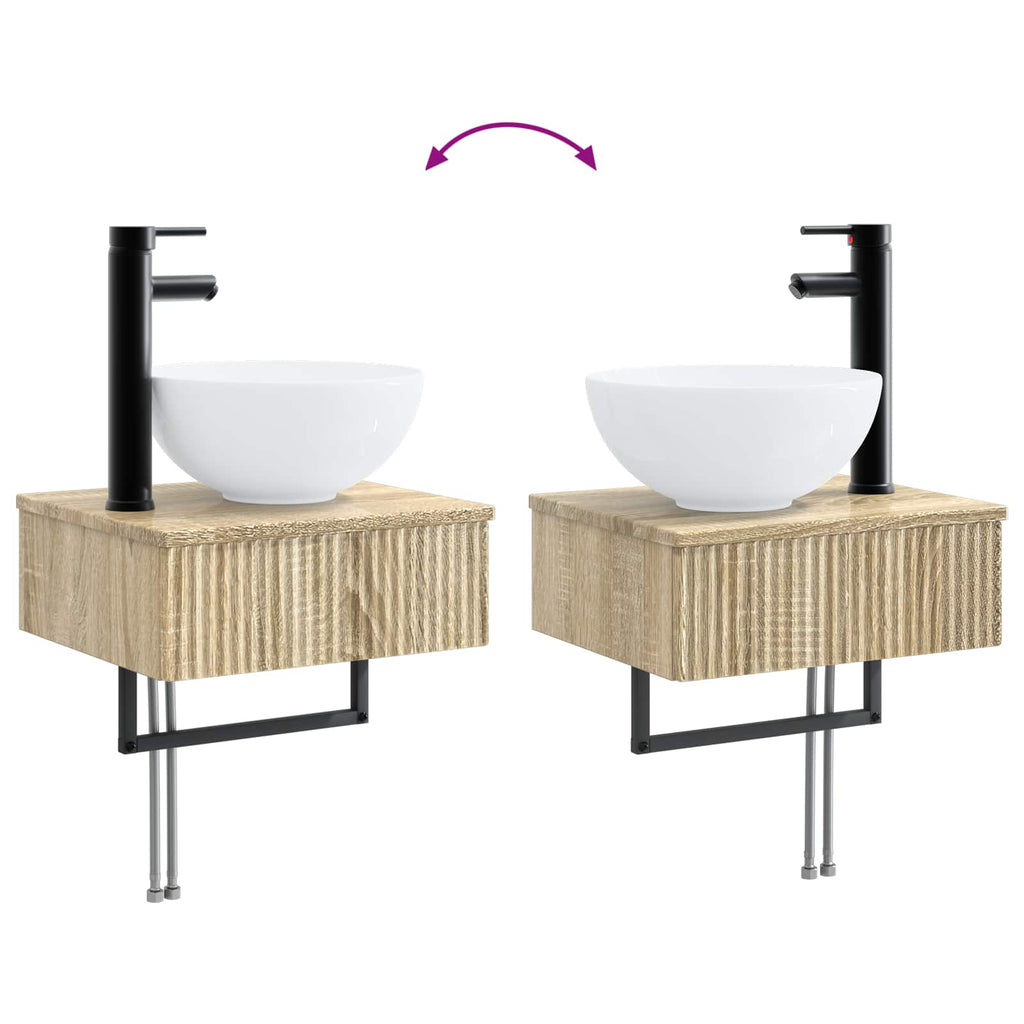 Wandmontiertes Waschbecken Sonoma-Eiche 40 x 35 x 39 cm