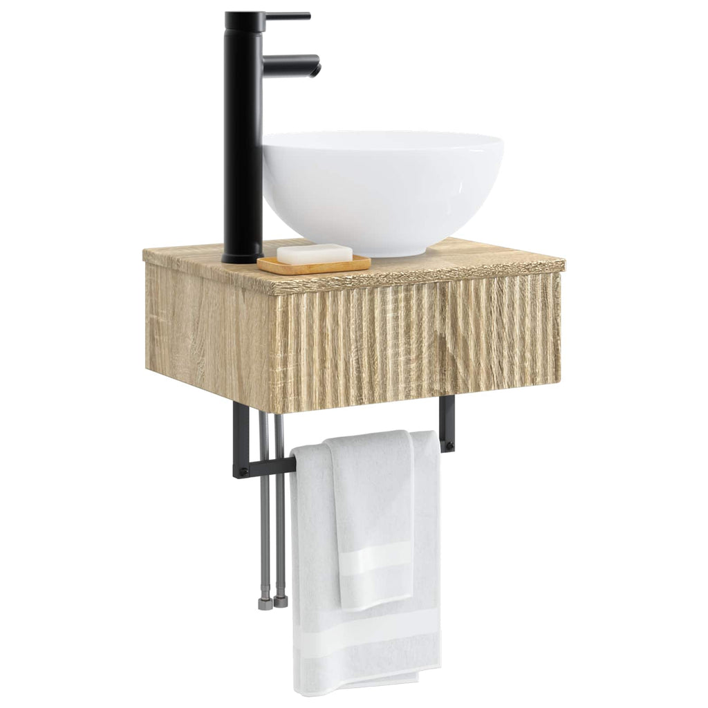 Wandmontiertes Waschbecken Sonoma-Eiche 40 x 35 x 39 cm
