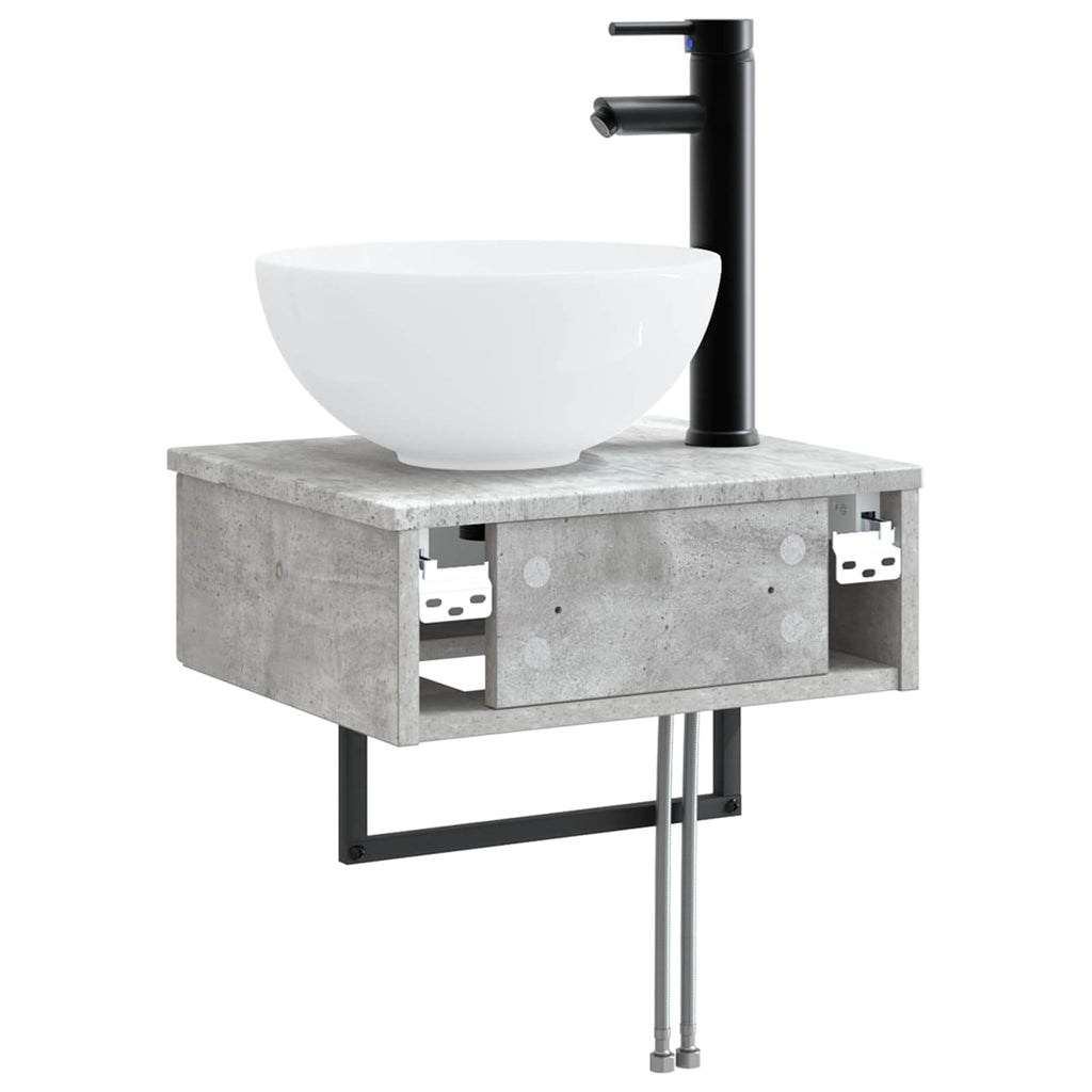 Wandmontiertes Waschbecken Betongrau 40 x 35 x 39 cm