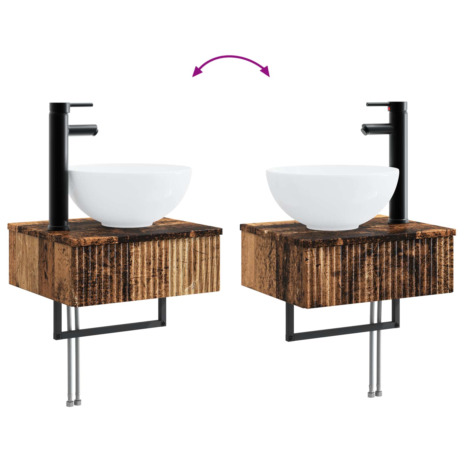 Wandmontiertes Waschbecken Altholz 40 x 35 x 39 cm