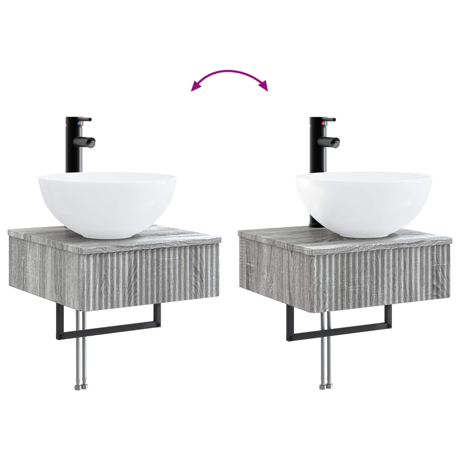 Wandmontiertes Waschbecken Grau Sonoma 40 x 41 x 40,5 cm