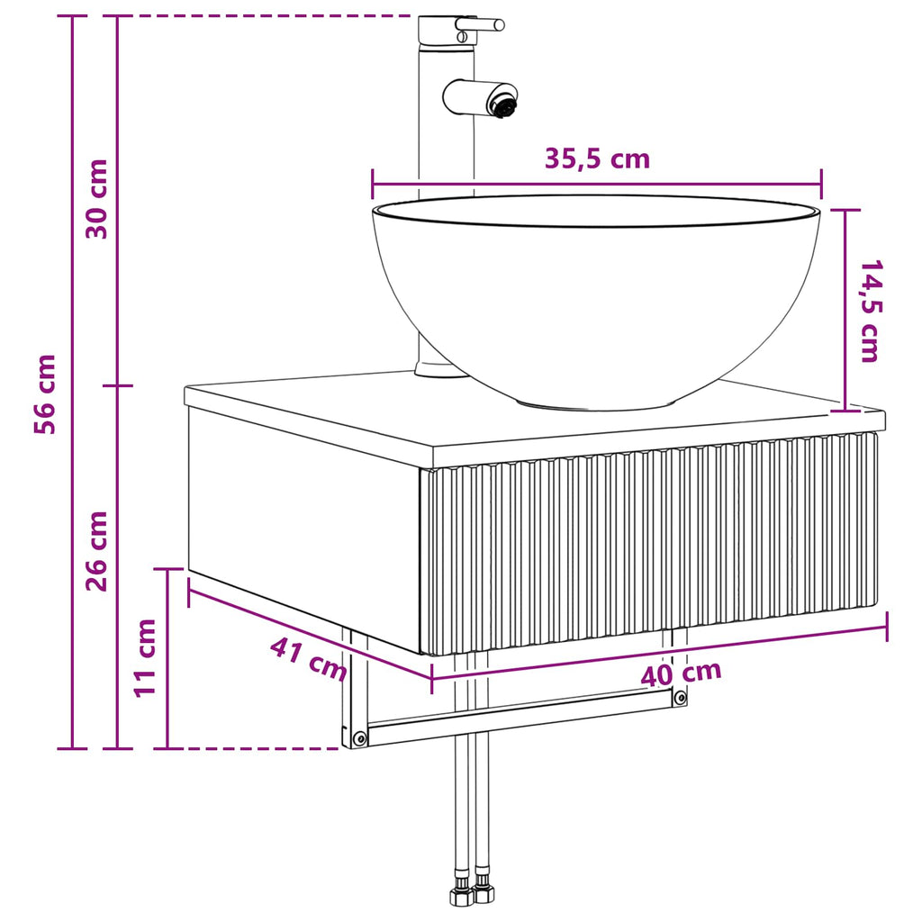 Wandmontiertes Waschbecken Grau Sonoma 40 x 41 x 40,5 cm