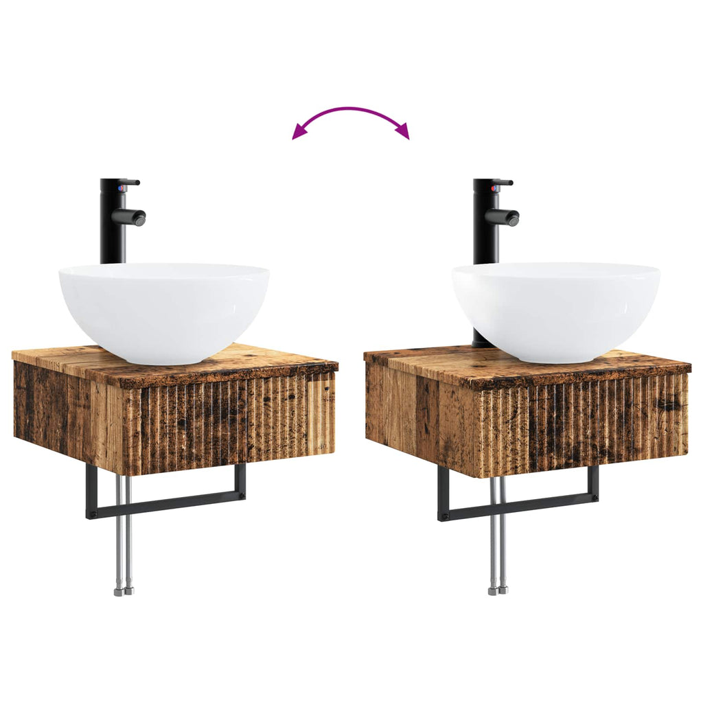 Wandmontiertes Waschbecken Altholz 40 x 41 x 40,5 cm