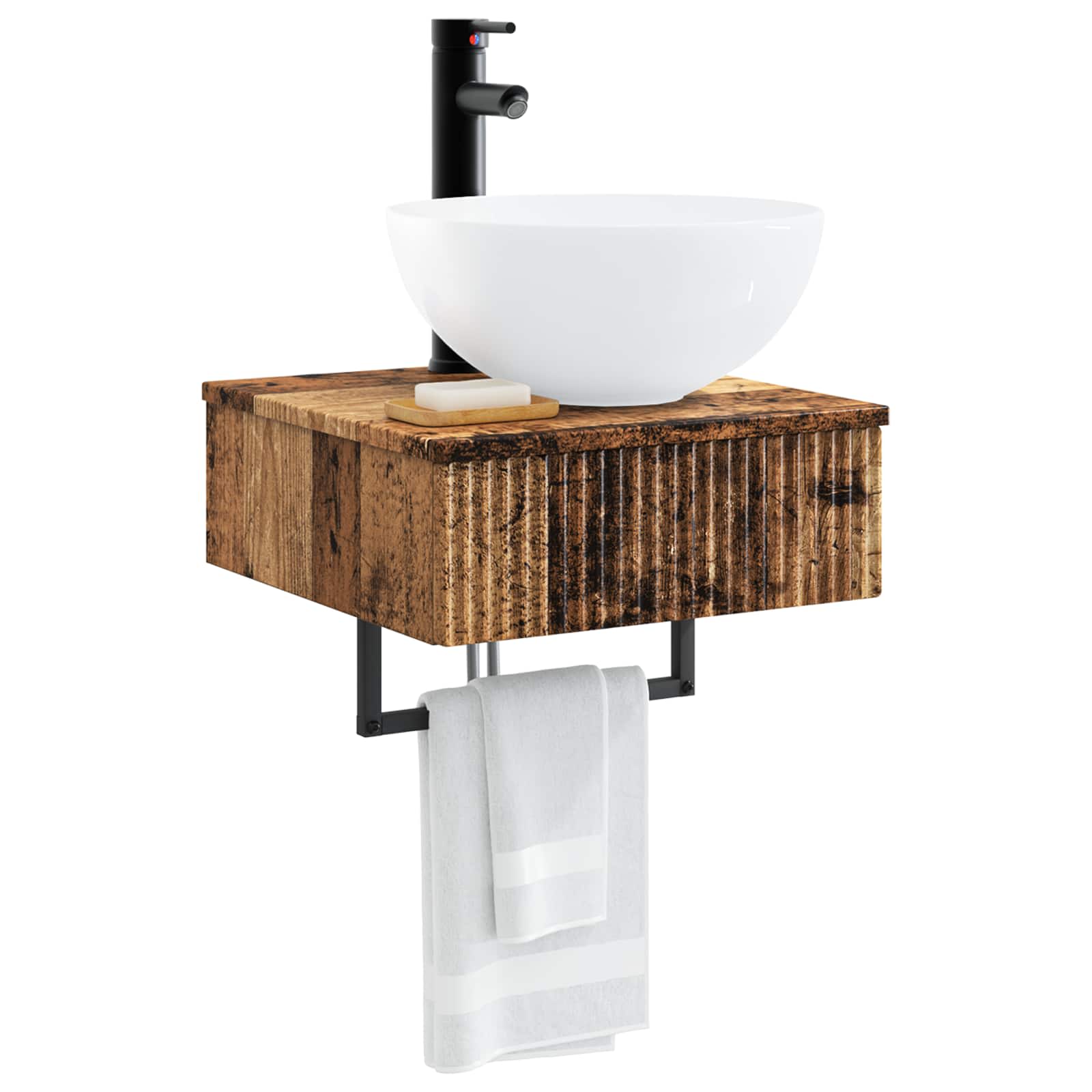 Wandmontiertes Waschbecken Altholz 40 x 41 x 40,5 cm