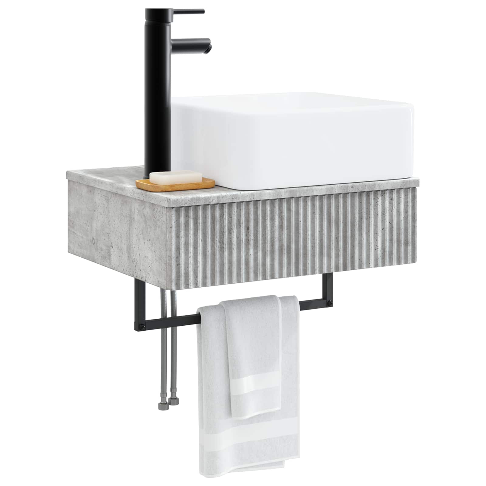 Wandmontiertes Waschbecken Betongrau 50 x 41 x 39 cm
