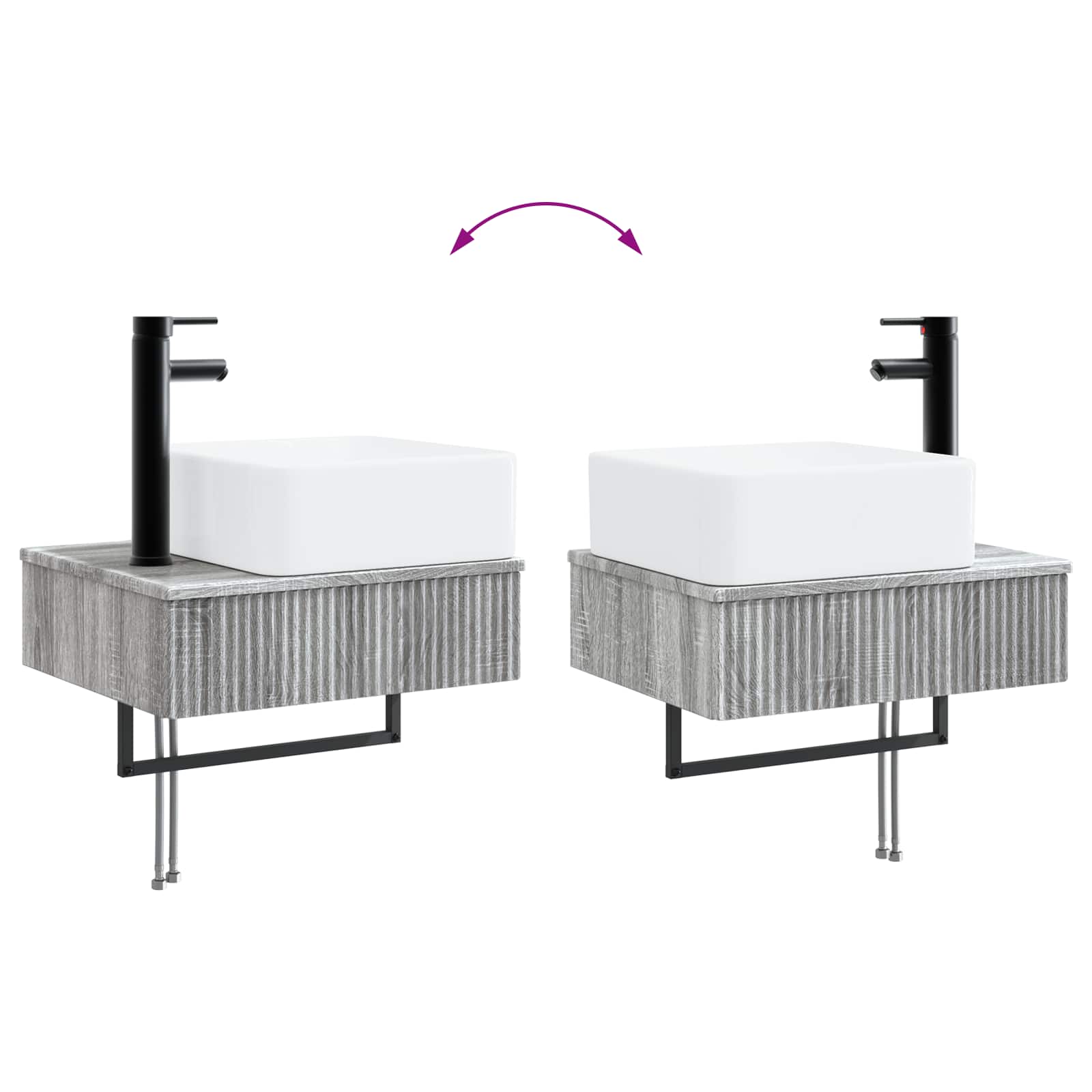 Wandmontiertes Waschbecken Grau Sonoma 50 x 41 x 39 cm
