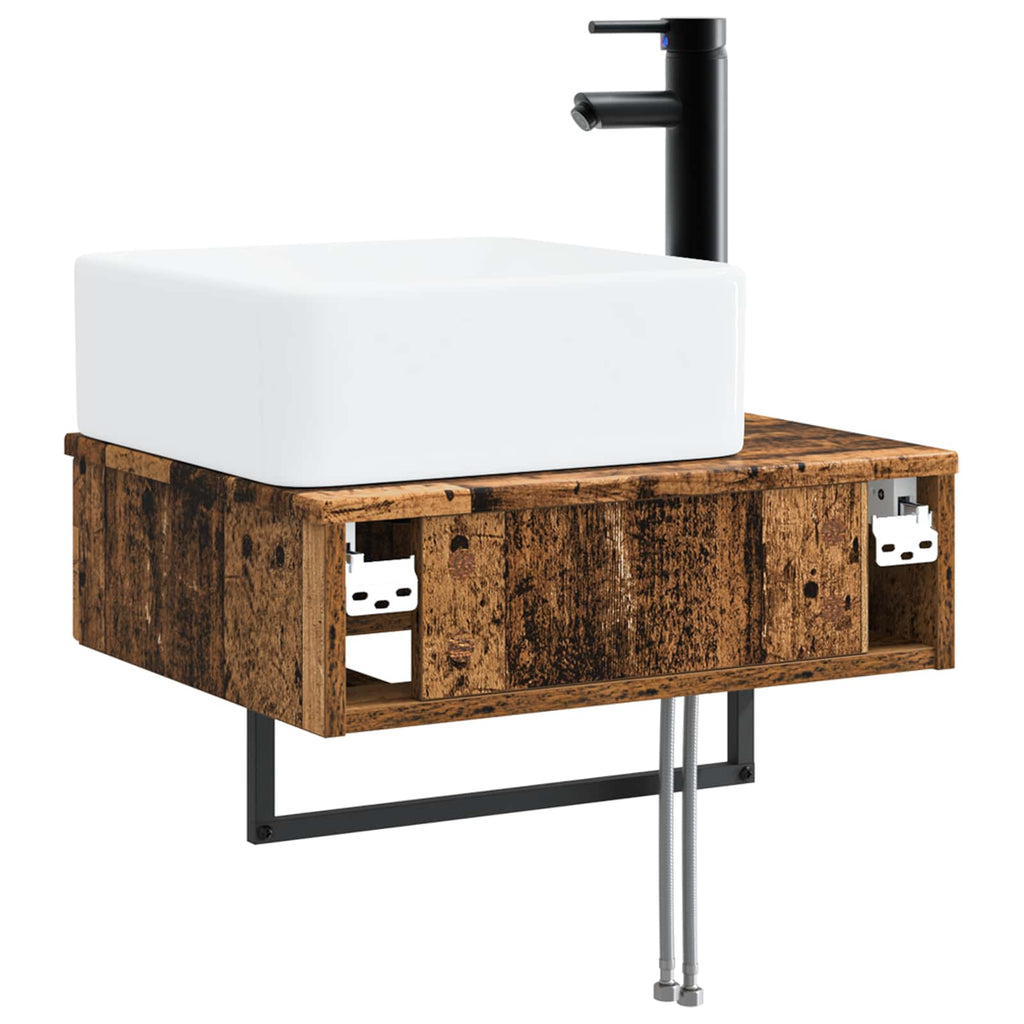 Wandmontiertes Waschbecken Altholz 50 x 41 x 39 cm
