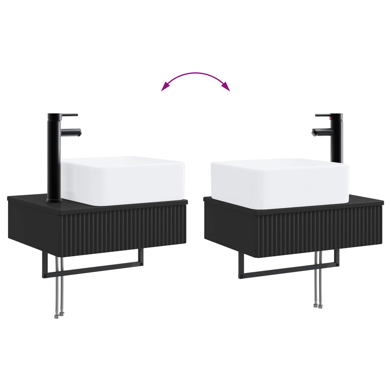 Wandmontiertes Waschbecken Schwarz 53 x 35 x 39 cm