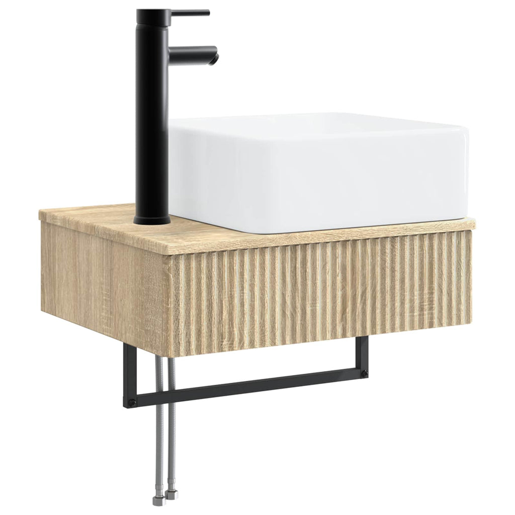 Wandmontiertes Waschbecken Sonoma-Eiche 53 x 35 x 39 cm