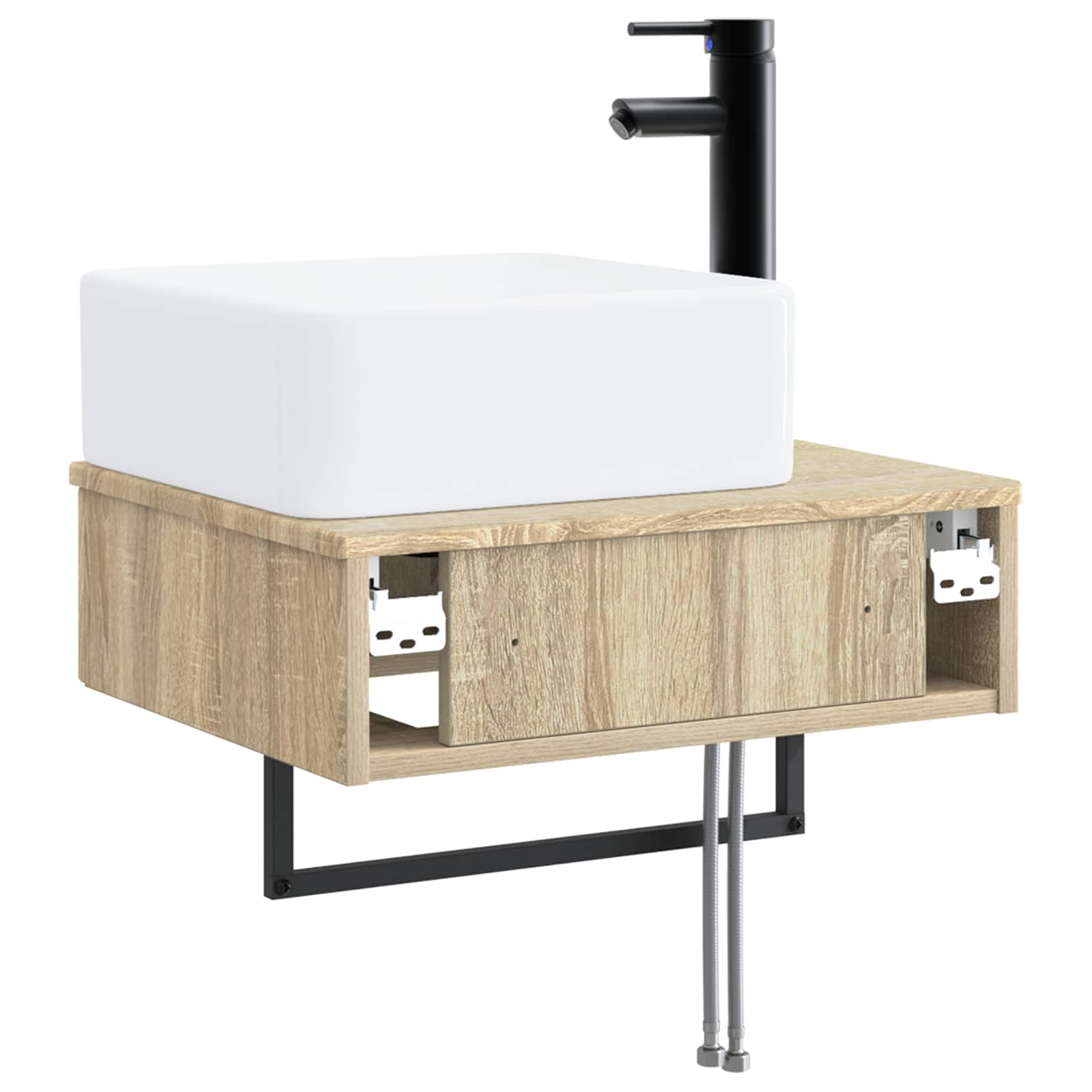 Wandmontiertes Waschbecken Sonoma-Eiche 53 x 35 x 39 cm